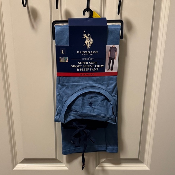 U.S. Polo Assn. Blue Short Sleeve Crew and Sleep Pant Set - Picture 1 of 16